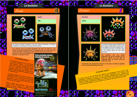 Livre avec le bestiaire de Metroid sur NES de chez Côté Gamers